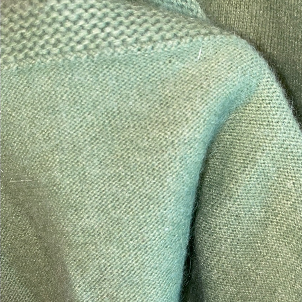 Fenn Wright Manson Green Woman Knit Shawl Collar Angora Lambswool Sweater Size L - Picture 9 of 10